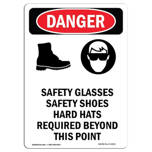Signmission OSHA Sign, Glasses Safety, 18in X 12in Decal, 12" W, 18" H, Portrait, OS-DS-D-1218-V-1563 OS-DS-D-1218-V-1563 - main